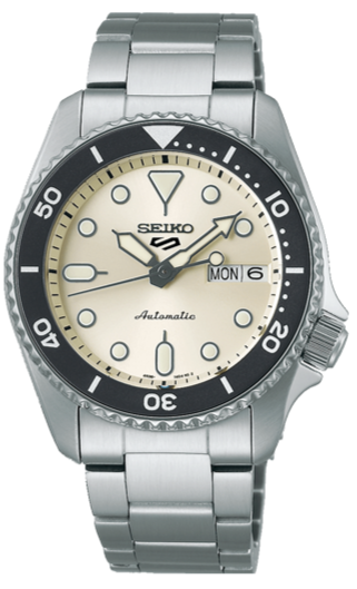 Seiko 5 Sports SKX Automatic Cream Dial Silver Steel Strap Watch For Men - SRPK31K1 - Image 3